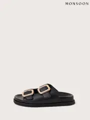 Monsoon Black Wendy Double Strap Buckle Sandals (F83151) | $136