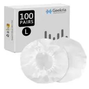 Geekria 100 Pairs Disposable Headphone Ear Covers (L / White)