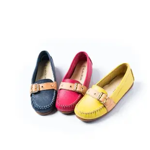 【ALAIN DELON】完美舒適百搭豆豆鞋W7528(3色 桃紅色 藍色 黃色)