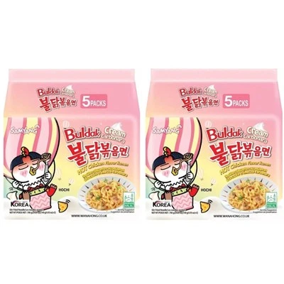 Buldak Cream Carbonara Hot Chicken FlavorSpicy RamenNoodles 2× 140g - Pack of 5