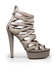 Grey Leather Cut Out Gladiator Heels