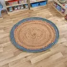 70cm Hand-Braided Jute Cotton Round Rug Modern Floor Carpet Reversible Decor Rug