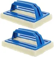 TIDTALEO 2pcs Grout Sponge Brush Pads with Handle for Bathtub and Tile Cleaning Heavy Duty Kitchen Sink Scrubber Comfortable Grip Cleaning Tool for Bathroom Hygiene