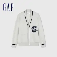 在飛比找蝦皮商城優惠-Gap 男女同款 Logo印花V領針織外套-灰色(89218