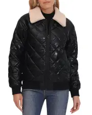 Bagatelle Quilted Bomber Faux Fur Jacket