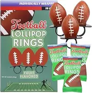 Lil' League Football Candy Lollipop Rings, Individually Wrapped for Tailgates, Birthday Party Favors, and End of Season Banquets, 18 Suckers