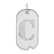 14k White Goldw Polished Letter C Initial Dog Tag Pendant