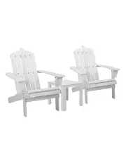 [Gardeon] Adirondack Wooden Table and Chairs 3 Piece in White