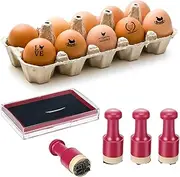 4 Pcs Fresh Egg Stamp with Black Ink Oils Round Rubber Stamp for Eggs Farm Self Ink Custom Stamp with Ink Pad Egg Cartons for Chicken Eggs Home Farm Supplies