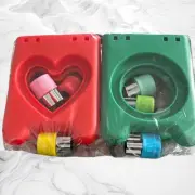 2 Sandwich/Cookie Cutters Green Circle , Orange Heart Sandwich Seal,Crust Remove