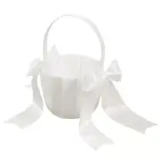 White Flower Girl Basket Wedding Basket for Flower Cute Satin Flower6511