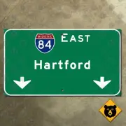 Connecticut Interstate 84 East Hartford freeway highway guide sign 21x12