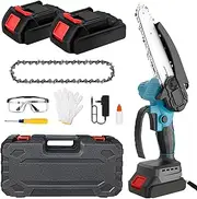 Wansimoo mini 6-Inch Chainsaw Brushless, Auto Oiler System,Portable and Cordless Chainsaw,Perfect for Quick and Precise Wood Cutting Trimming Gardening Camping(Blue)
