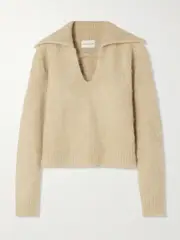 [Loulou de Saison] Loulou de Saison - Ambrose Brushed Alpaca-blend Sweater - Camel - medium medium Brown