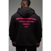 Mens Black Man Active Essentials Blurred Oversized Hoodie
