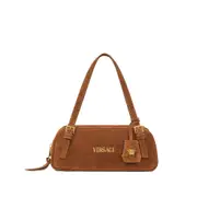 [Versace] Versace Tag Suede Shoulder Bag ONE SIZE BROWN/GOLD