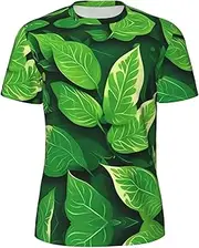 [DRTGEDS] St Patricks Day Leaves Men's Mesh Short Sleeve Round Neck T Shirts Party Tops for Beach Gatherings, Black, XX-Large