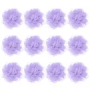 12-Pack Chiffon Flowers 3.94 x 3.94" Fabric Flowers for Craft [Light Purple]