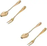 Ciieeo 2 Sets Tableware LED Stickers Round Counter Iced Tea Spoon Circular Paper Jams Spoon Pointed Rivets Color Rivets Plant Pendant Teapot Canvas Jams Brass Golden