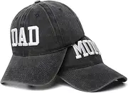 Dad and Mom Hats Set of 2 Pcs 3D Embroidered Adjustable Washed Baseball Caps Parents Couples Cap Classic Mom Dad Gift Hat
