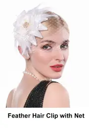 20s Feather Hair Clip with Net accessory