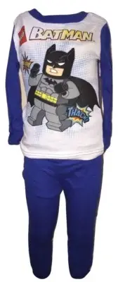 Batman Lego Boys Blue And White Long Sleeve 2 Piece Pajama Set Size 4