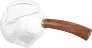 SECFOU 1 PC Glass Tea Dispenser with Wooden Handle Japanese Style Heat Resistant Tea Cup for Loose Leaf Brewing for Home Gatherings and Entertaining Friends