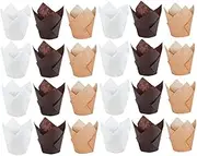 Ciieeo 150Pcs Tulip Cupcake Liners High Temperature Resistant Baking Cups Greaseproof Muffin Wrappers for Cakes for Parties Weddings and Special Occasions
