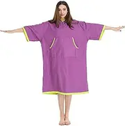 Changing Robe, Towel Poncho with Hood for Surfing, Quick Dry Towel, Swimming Wetsuit Changing, Compact & Light Weight, One Size Fit All. (Color : Purple, Size : One Size)