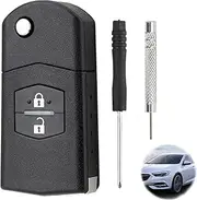 1 x 2 Button Button - Compatible with Mazda 5 CW, 2 DE, 5 CR, 3 BK, 2 DY Facelift, 6 SW, GH, BT-50 06-11, CX-9 , CX-7 - Durable Protection for Your Car Key - Accessories