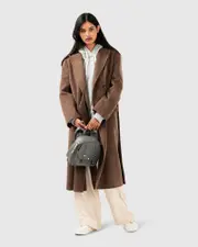 [Belle & Bloom] Right There Side Tie Coat - Walnut