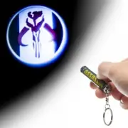 Star Wars Boba Fett Mandalorian Armor Logo Projection Flashlight Keychain UNUSED