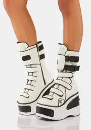 [Demonia] White Kera-108 Platform Boots