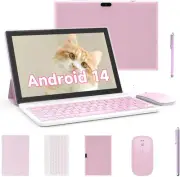 Tablet 2 in 1 Tablets 10 inch Android 14 Set with Keyboard 2in1 pink