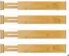 Adjustable Bamboo Drawer Dividers, Expandable Drawer Organizer (43cm-56cm) for
