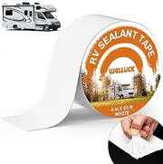 WELLUCK RV Roof Sealant Tape, 4 Inch X 50 Foot Natural White for Roof Repair, Camper Trailer Boat Sealing Leak Repair, UV & Waterproof