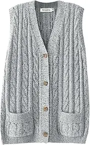 [Aeneontrue] Women's Sleeveless Long Cardigans Front Open Knit Vest Button Down Sweater Tops