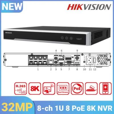 Hikvision DS-7608NI-M2/8P 8K 8CH 8POE NVR 32MP Audio POE Security Camera System