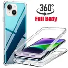 For iPhone 16 15 14 13 Pro Max 12 11 Shockproof Clear Front+Back 360 Case Cover