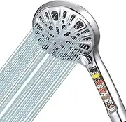 TAMEFOX Filtered Shower Head, 9 Spray Setting Handheld Showerhead with High Pressure Spray Against Low Pressure Water Supply, Water Softener Filters for Hard Remove Chlorine (Chrome)