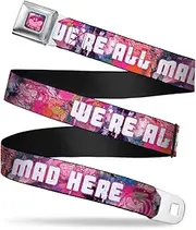 [Buckle-Down] Seatbelt Belt - Transparent Cheshire Cat Poses WE'RE ALL MAD HERE - 1.0" Wide - 20-36 Inches in Length