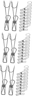 SEWACC 3sets Bathroom Clip Garment Hanger Clothes Clips Clothes Hangers Pants Hanger Clips Utility Clips Clothes Hook with Clip Outdoor Drying Clamp Clothes Hanging Clips Stainless 10pcs*3