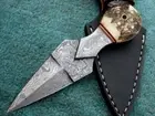 6" Custom Hand Made Damascus Steel Dagger Knife , Damascus Boot Knife W/Sheath