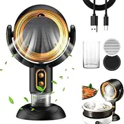 Countertop Hood Vent, Portable Range Hood, Desktop Range Hood, Puff Hide Purifier, Kitchen Exhaust Fan with Low Noise Large Oil Collection Cup Detachable Filter for Indoor BBQ, Hot Pot(Gold,Plug-in mo
