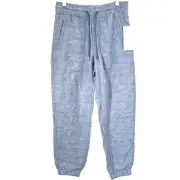 Athleta Retreat Linen Jogger Pants Womens SZ 0 Light Blue Pull-On Regular Fit