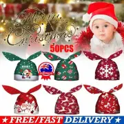 50Pcs Christmas Candy Treat Bags Gift Wrapping Bag Xmas Party Cookie Packing JL