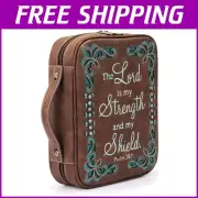 Practical Vegan Leather Biblical Book Cover with Inner Pocket & Elastic Holders