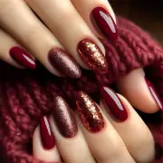 Short Almond Press-On Fake Nail Sparkling Sequins Wine Red Color Manicure 24pcs