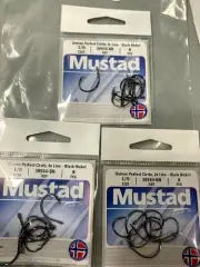 MUSTAD CIRCLE HOOK-39944BN-1/0 SIZE-3PACK-8EACH- CIRCLE HOOK-POINT BENT IN