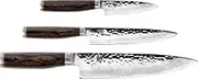 Shun Premier 3 Piece Starter Set, Includes 8" Chef's Knife, 4" Paring Knife & 6.5" Utility Knife, Handcrafted Japanese Knife Set, VG-MAX Core with Damascus Stainless Steel Cladding, Pakkawood Handle